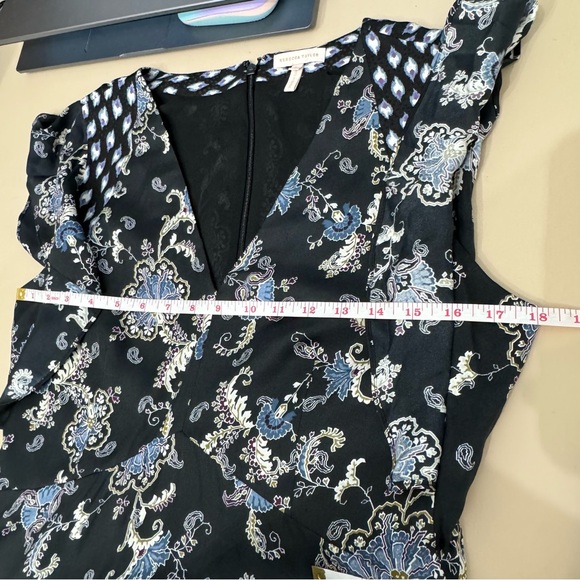 Rebecca Taylor Floral Paisley Print Silk Blend Mini Dress Flutter Sleeves Size 6 - Picture 11 of 16